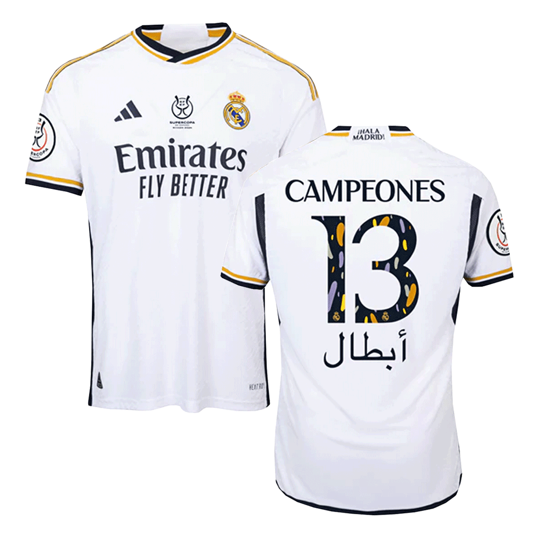 CAMPEONES #13 Real Madrid Campeones Supercopa Home Authentic Soccer Jersey 2023/24