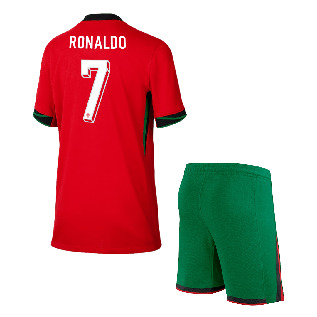 RONALDO #7 Portugal Home Kids Soccer Jerseys Kit EURO 2024