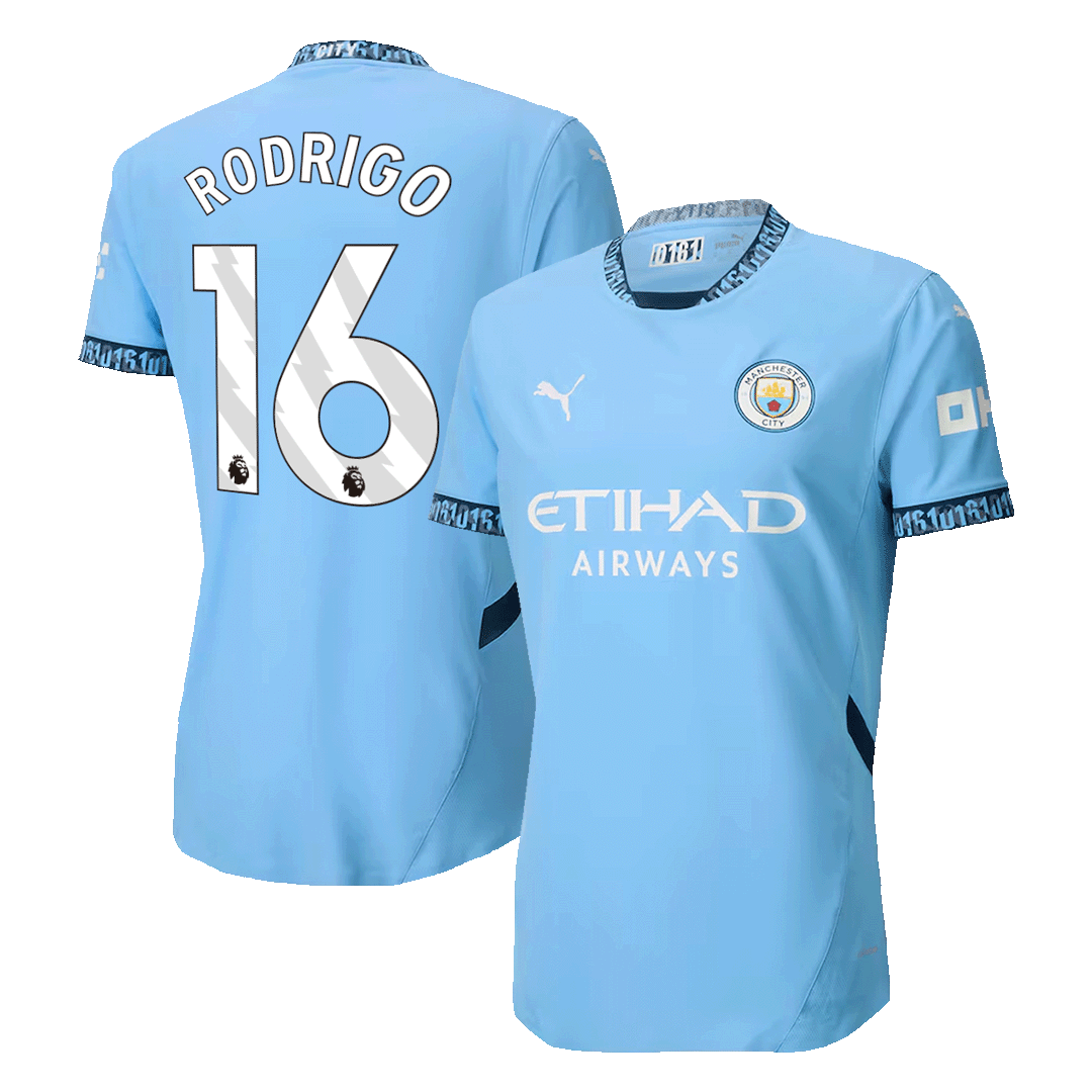 RODRIGO #16 Manchester City Home Authentic Soccer Jersey 2024/25