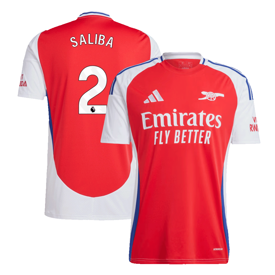 SALIBA #2 Arsenal Home Soccer Jersey 2024/25