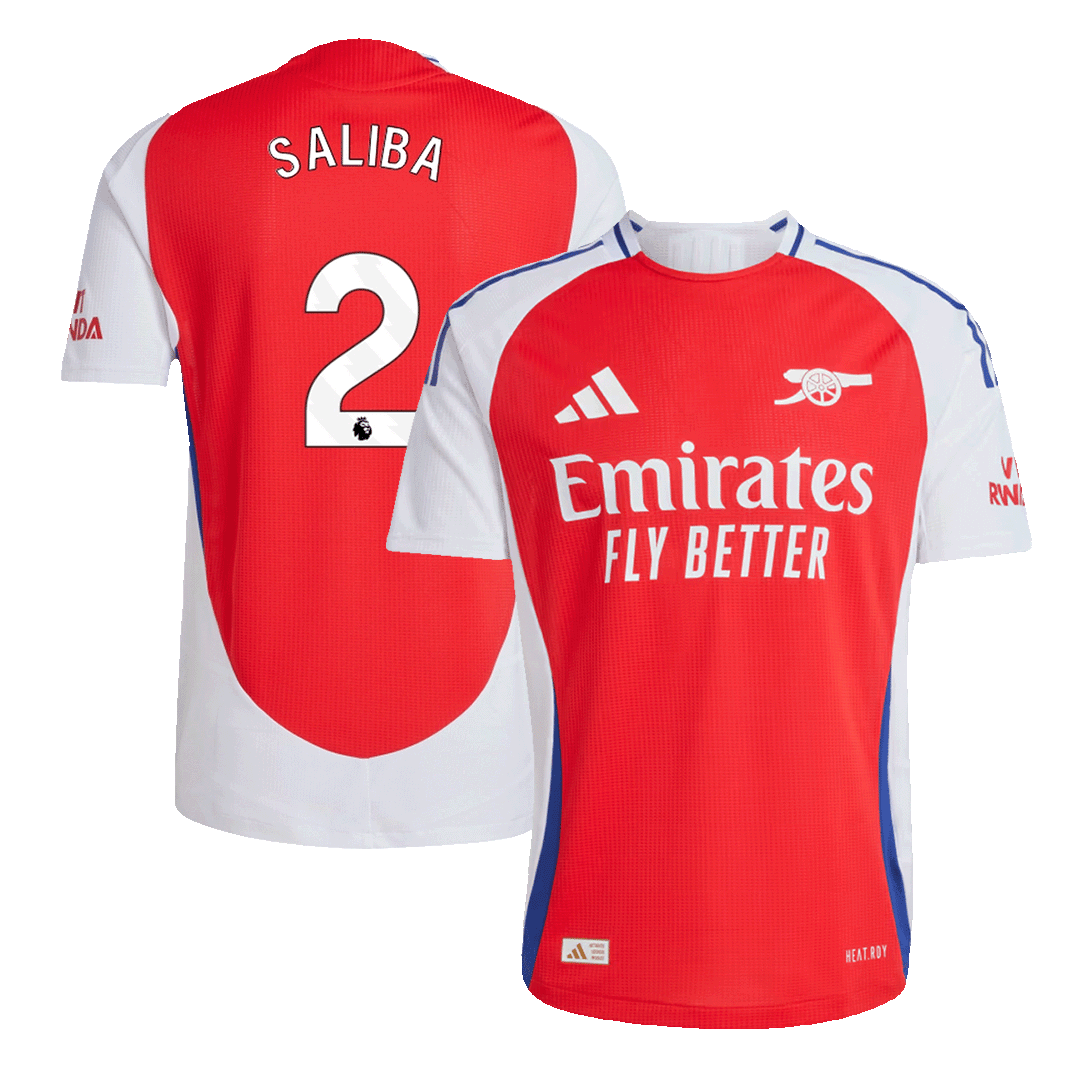 SALIBA #2 Arsenal Home Authentic Soccer Jersey 2024/25