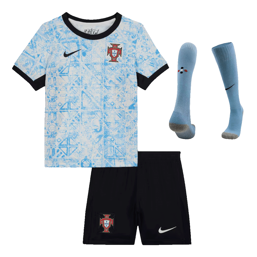 Portugal Away Kids Soccer Jerseys Full Kit EURO 2024