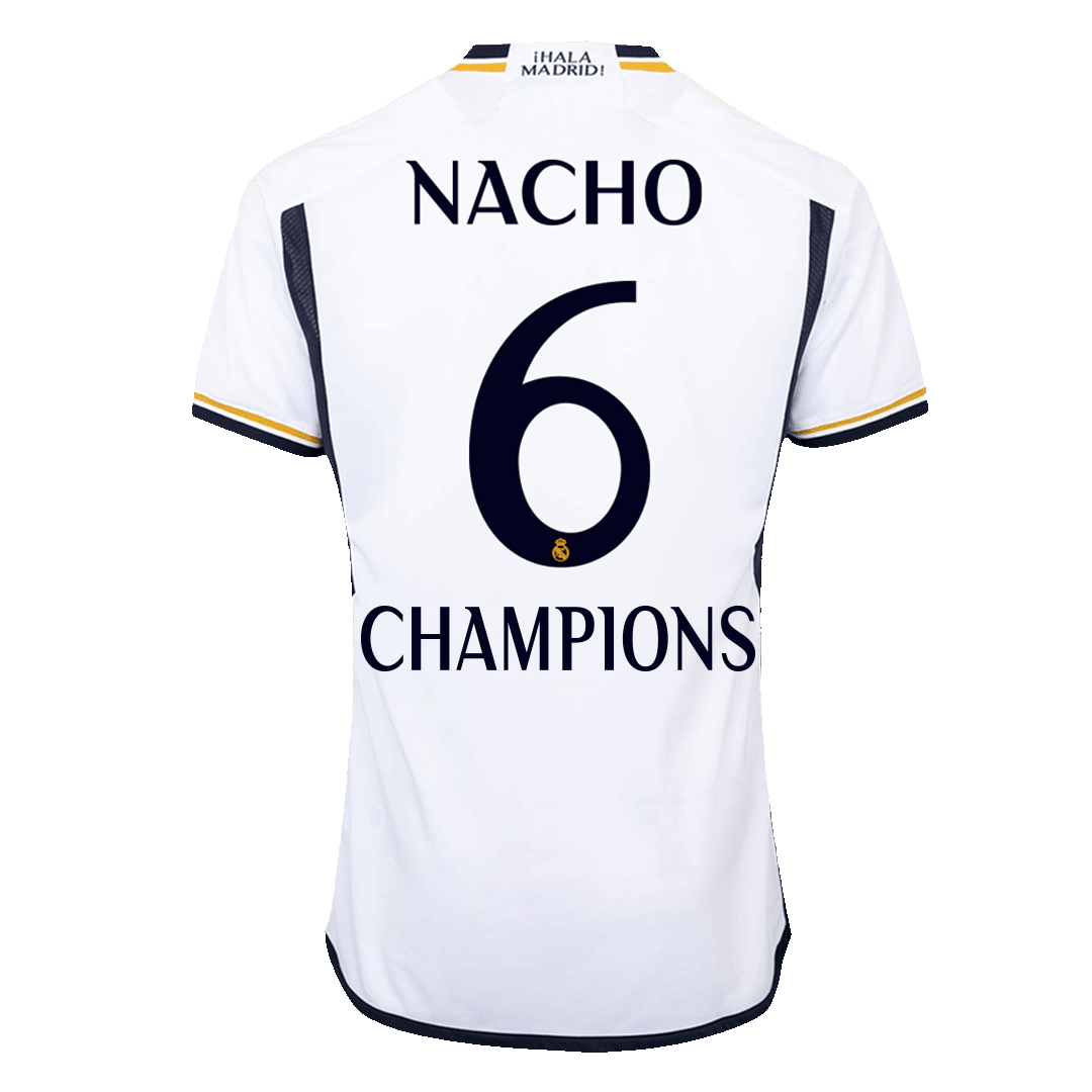 NACHO #6 CHAMPIONS Real Madrid Home Authentic Soccer Jersey 2023/24