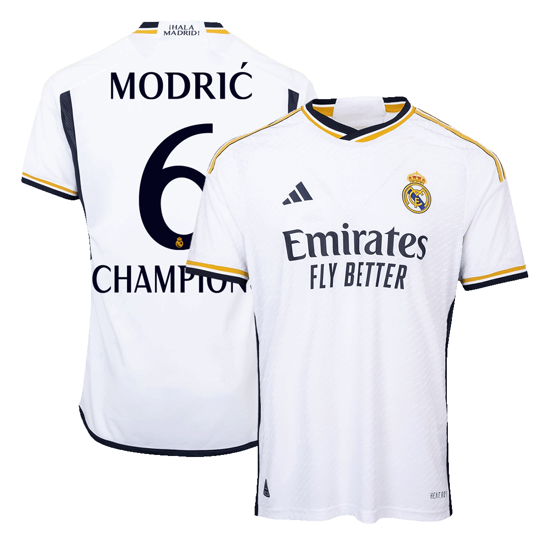 MODRIĆ #6 CHAMPIONS Real Madrid Home Authentic Soccer Jersey 2023/24