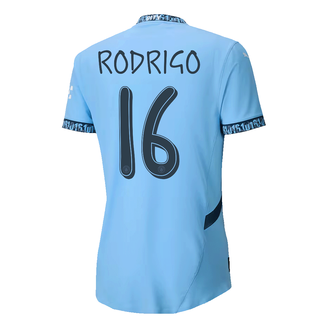 RODRIGO #16 Manchester City Home Authentic Soccer Jersey 2024/25 - UCL
