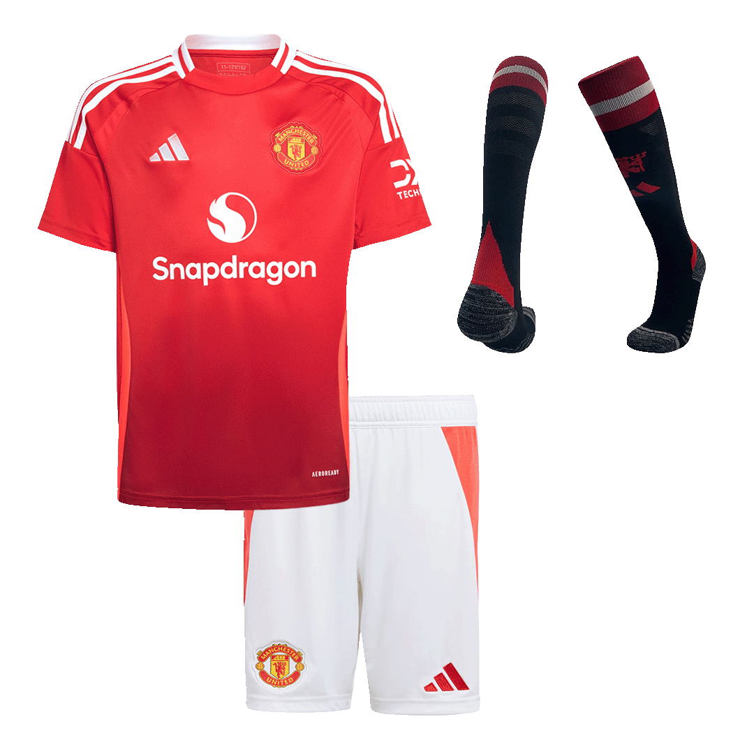 Manchester United Home Kids Soccer Jerseys Full Kit 2024/25