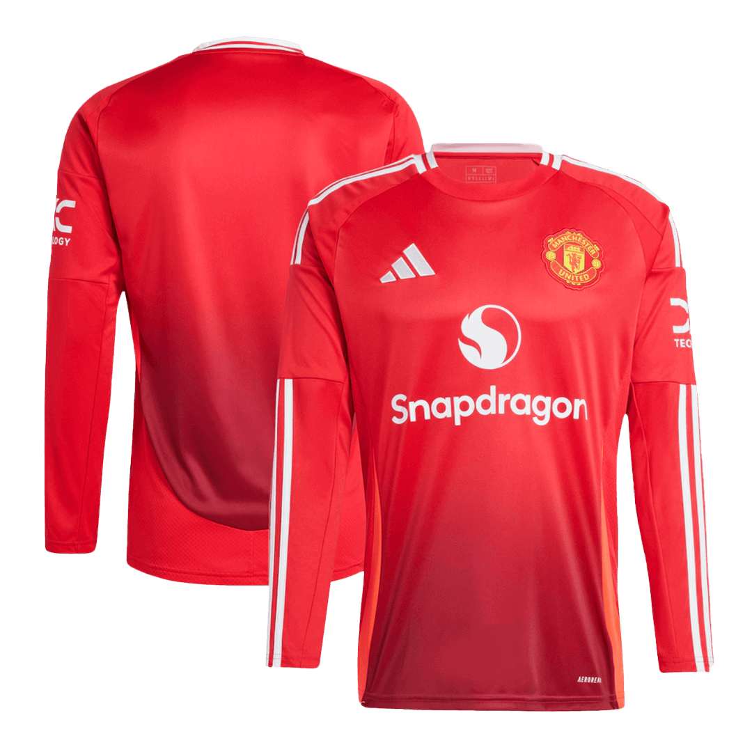Manchester United Home Long Sleeve Soccer Jersey 2024/25