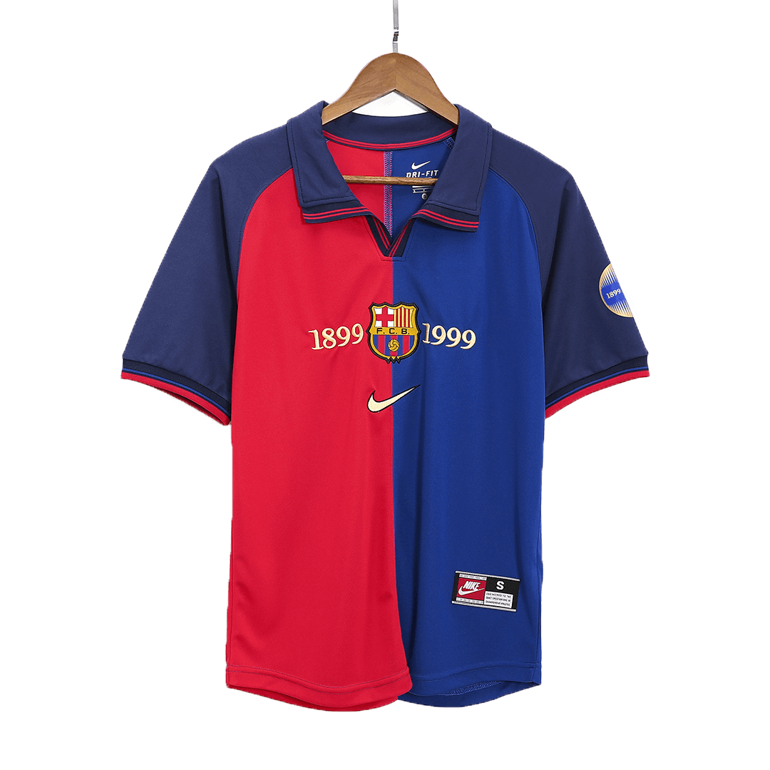 Vintage Soccer Jersey KLUIVERT #9 Barcelona Home 1999/00 - 100th Anniversary
