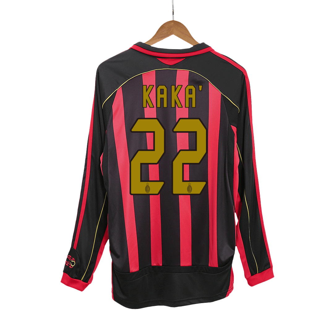 Vintage Soccer Jersey KAKA' #22 AC Milan Home Long Sleeve 2006/07