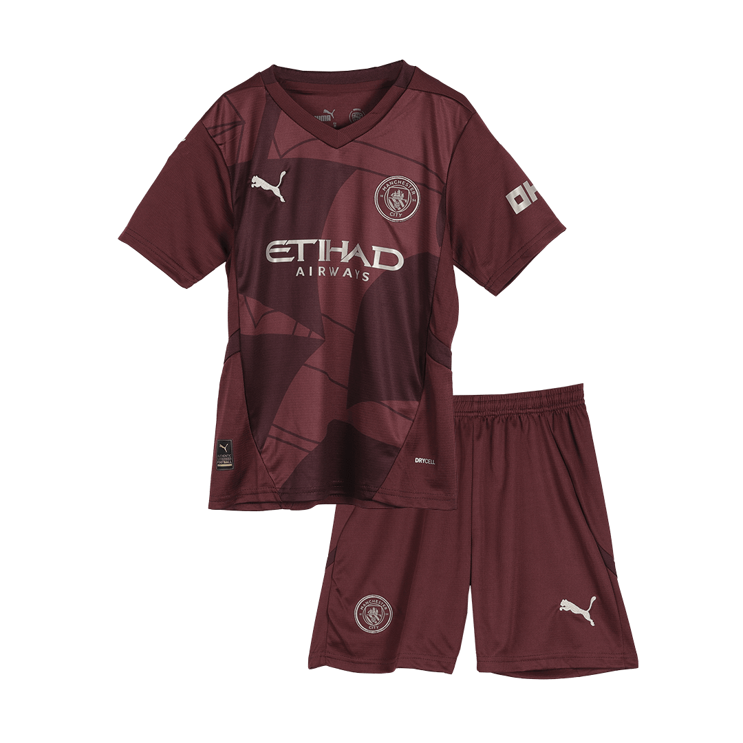 Manchester City Third Away Kids Soccer Jerseys Kit 2024/25