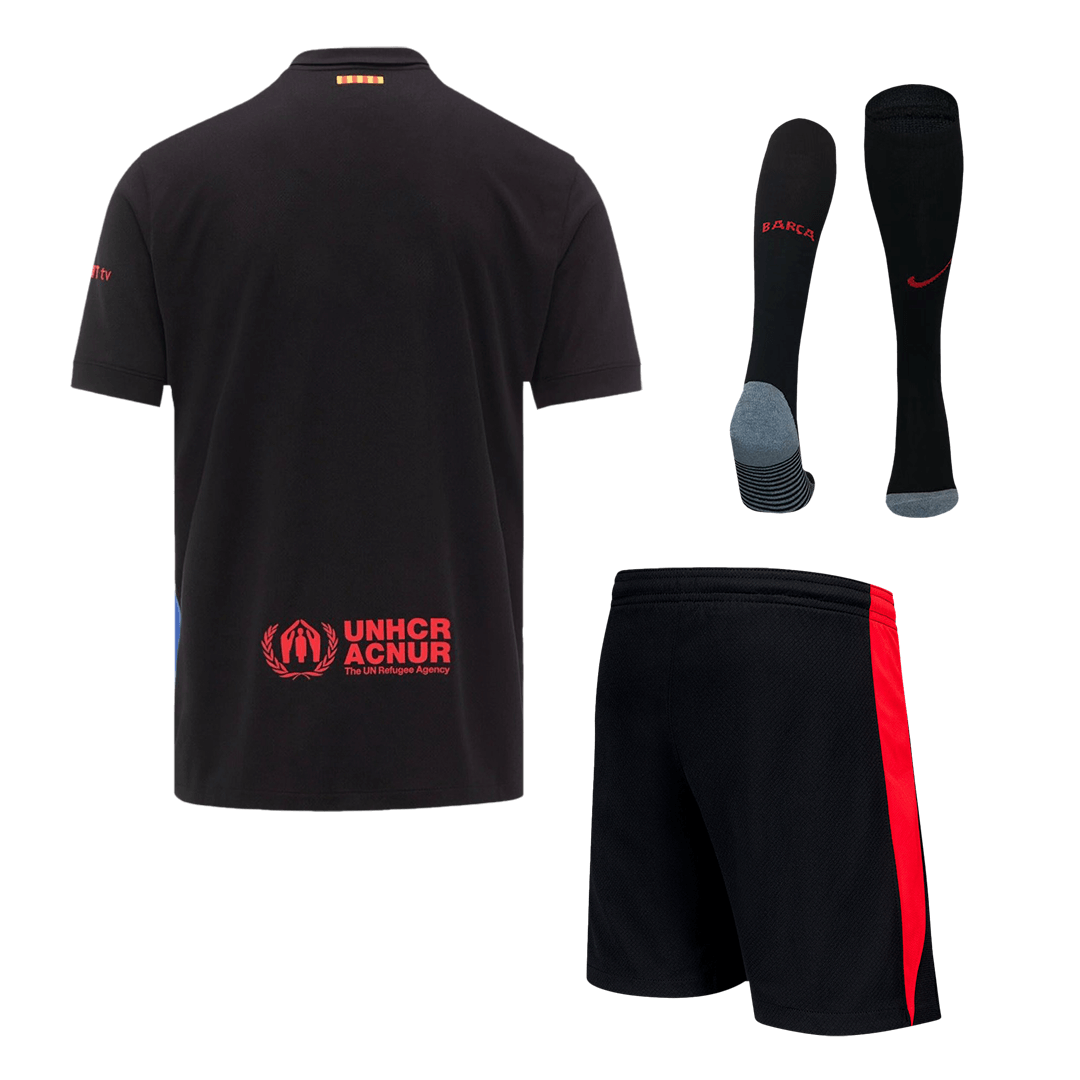 Barcelona Away Jerseys Full Kit 2024/25 - Spotify Logo Without Text
