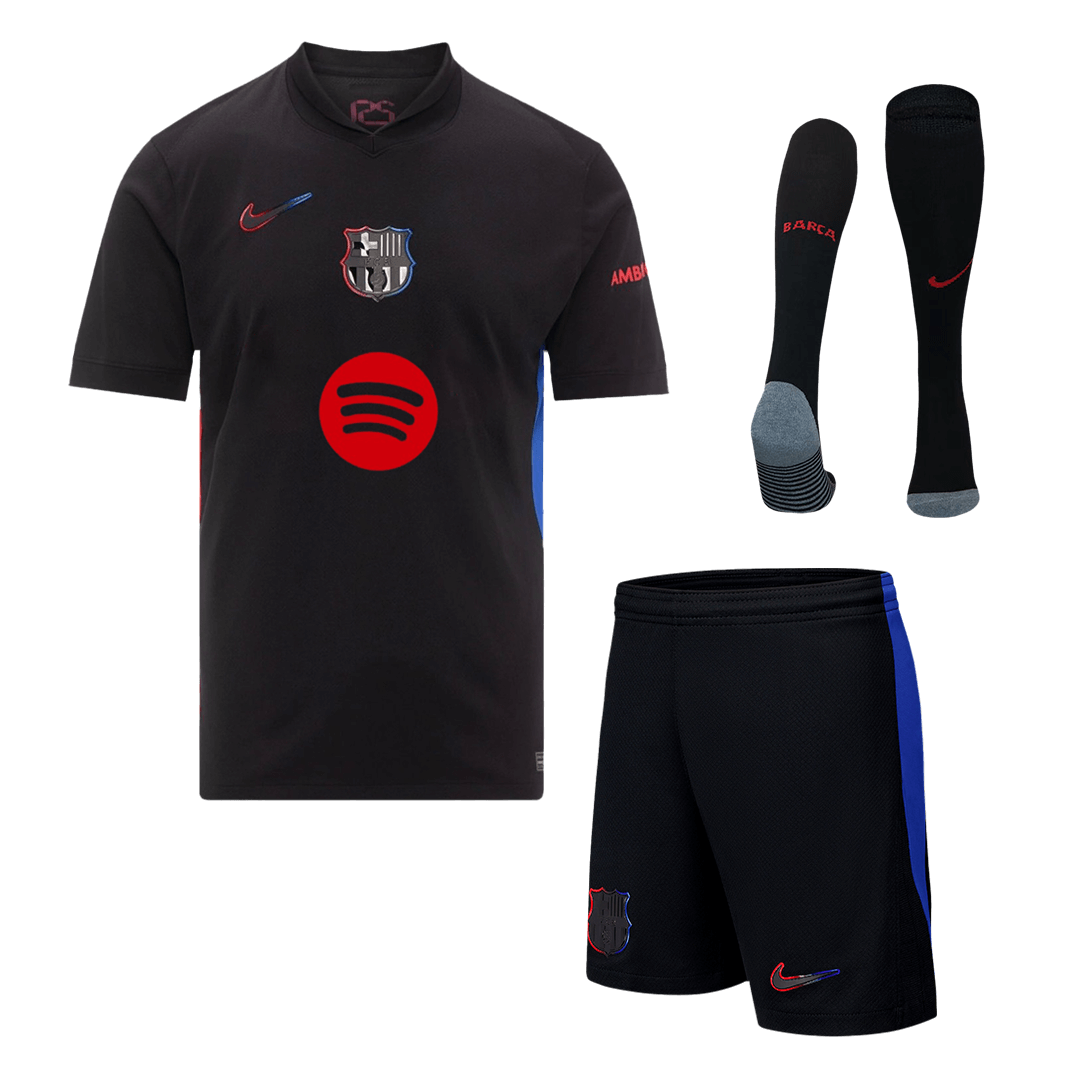 Barcelona Away Jerseys Full Kit 2024/25 - Spotify Logo Without Text