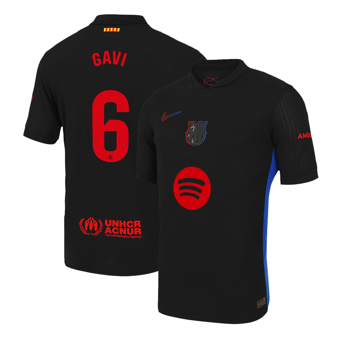 GAVI #6 Barcelona Away Authentic Soccer Jersey 2024/25 - Spotify Logo Without Text