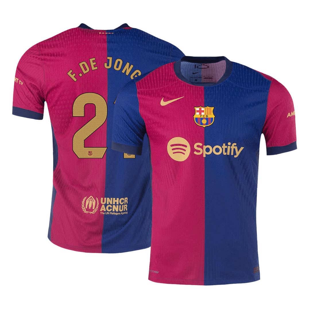 F.DE JONG #21 Barcelona Home Authentic Soccer Jersey 2024/25
