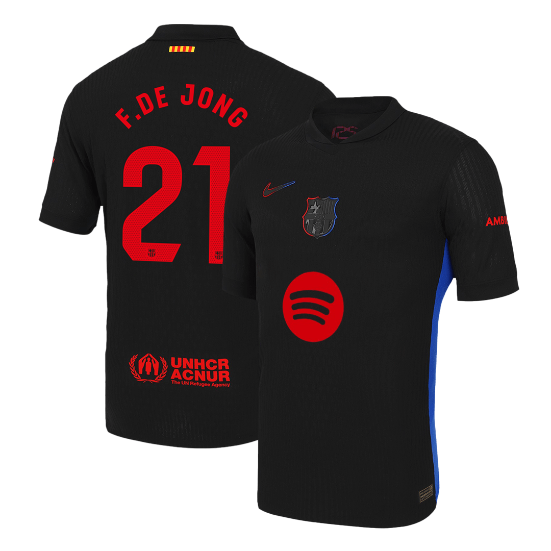 F.DE JONG #21 Barcelona Away Authentic Soccer Jersey 2024/25 - Spotify Logo Without Text