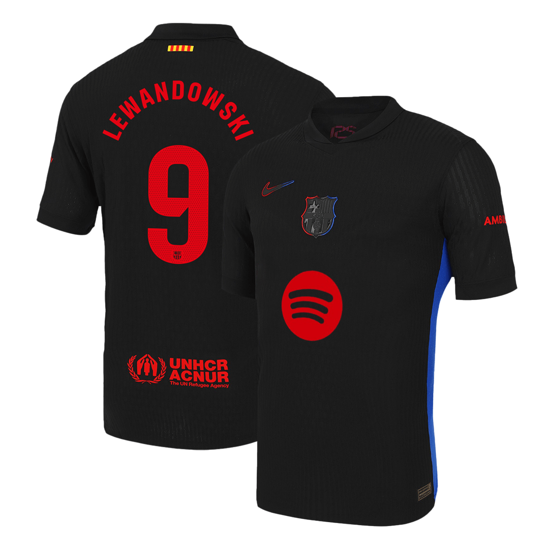 LEWANDOWSKI #9 Barcelona Away Authentic Soccer Jersey 2024/25 - Spotify Logo Without Text