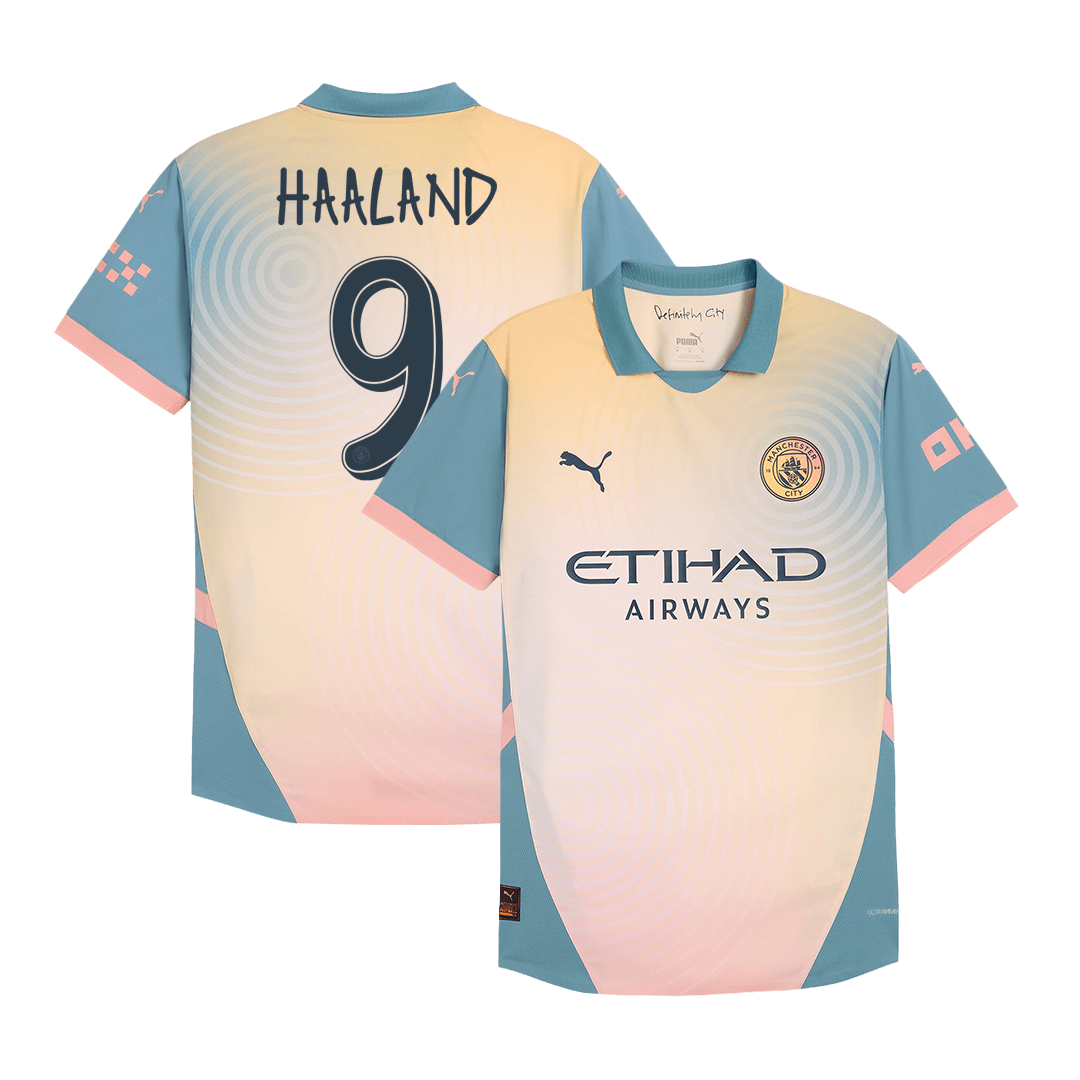 HAALAND #9 Manchester City Fourth Away Authentic Soccer Jersey 2024/25- Definitely City (UCL)
