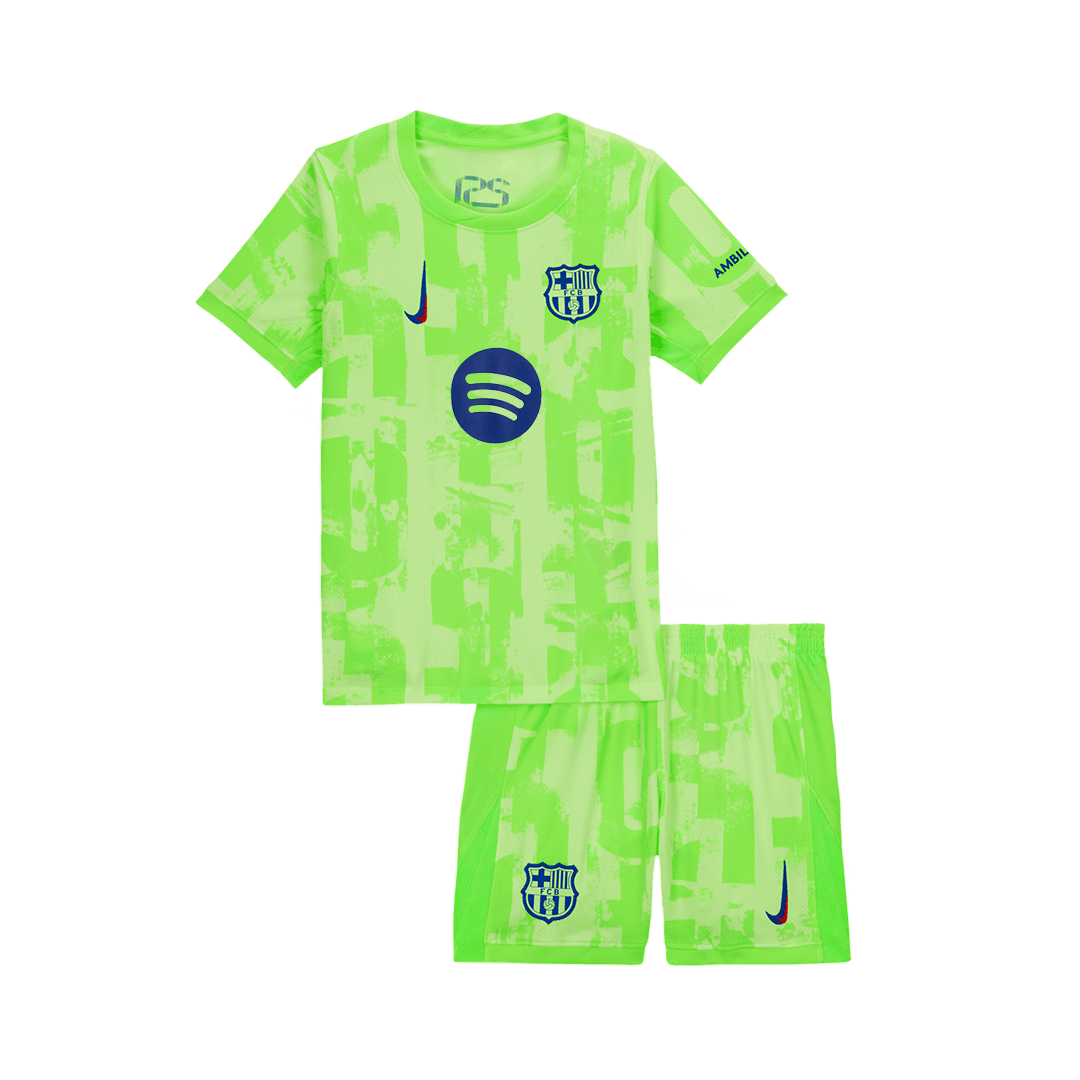 Barcelona Third Away Kids Soccer Jerseys Kit 2024/25 - UCL (Spotify Logo Without Text)