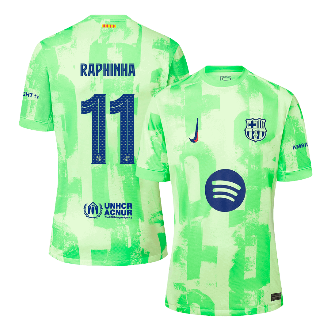 RAPHINHA #11 Barcelona Third Away Soccer Jersey 2024/25 - UCL（Spotify Logo Without Text）