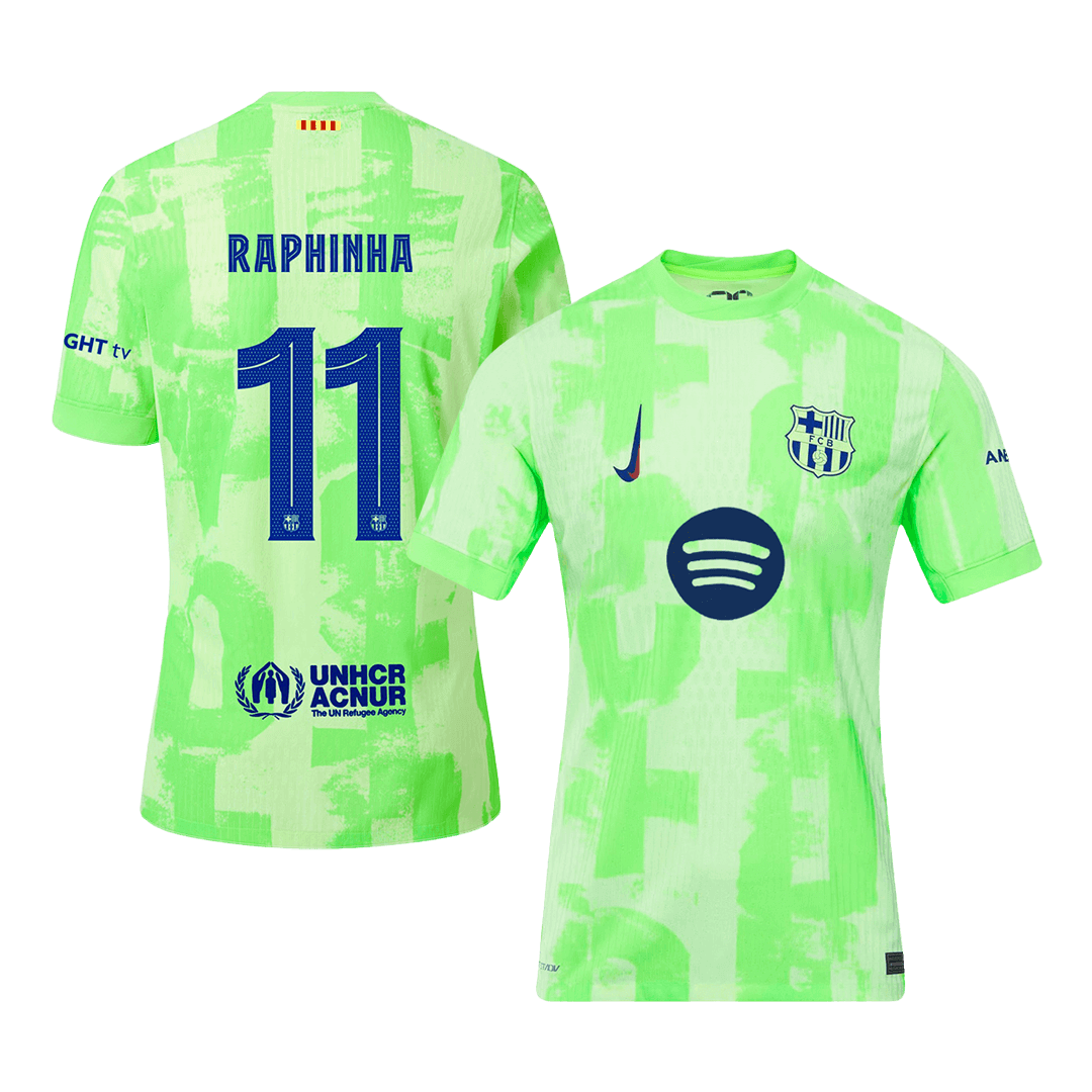 RAPHINHA #11 Barcelona Third Away Authentic Soccer Jersey 2024/25 - UCL（Spotify Logo Without Text）