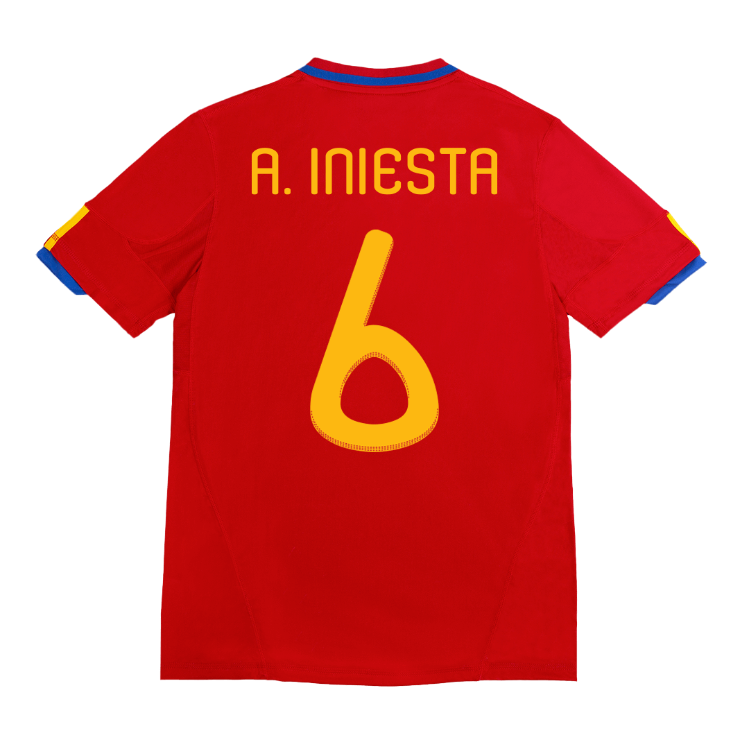 Vintage Soccer Jersey A. INIESTA #6 Spain Home 2010