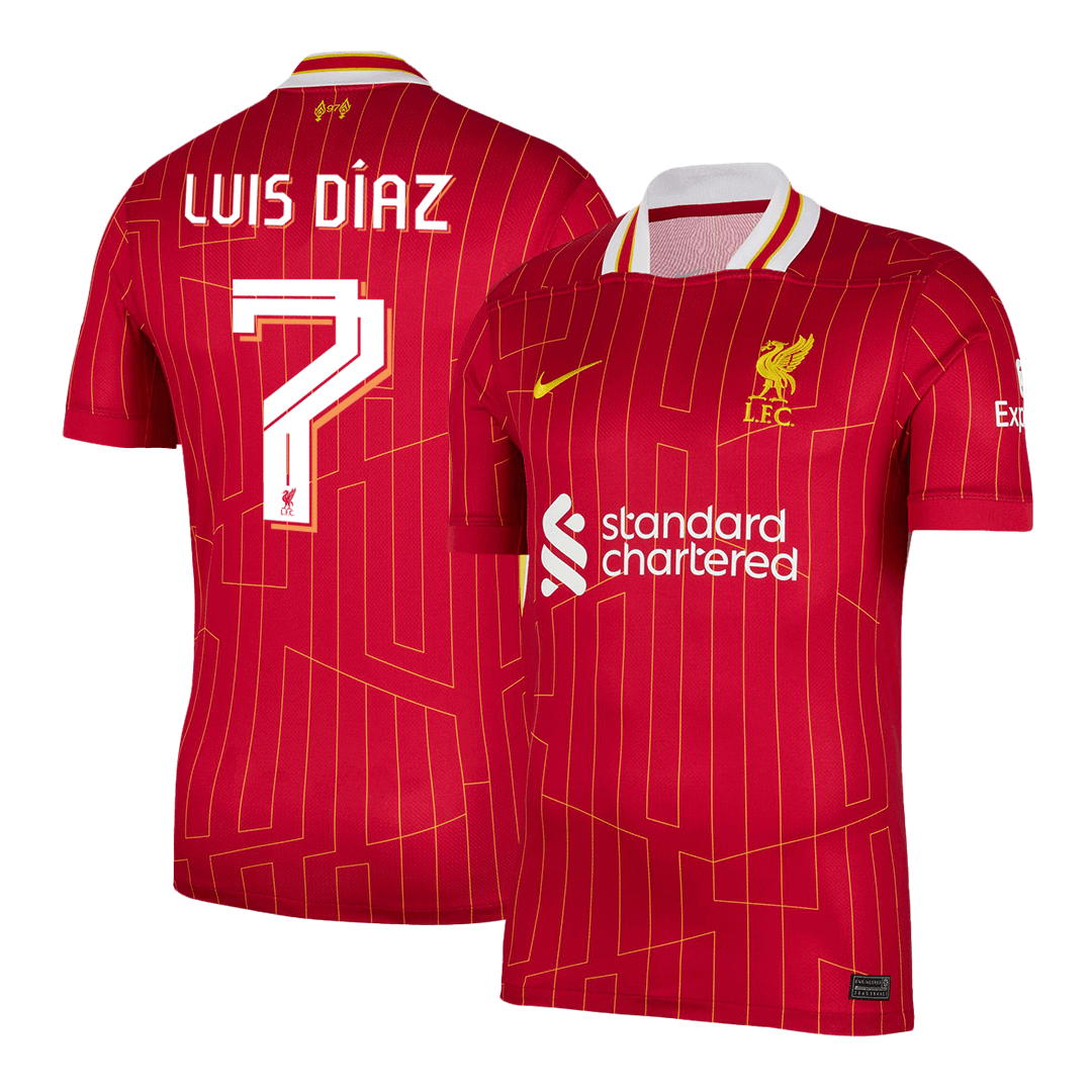 LUIS DÍAZ #7 Liverpool Home Soccer Jersey 2024/25 - UCL