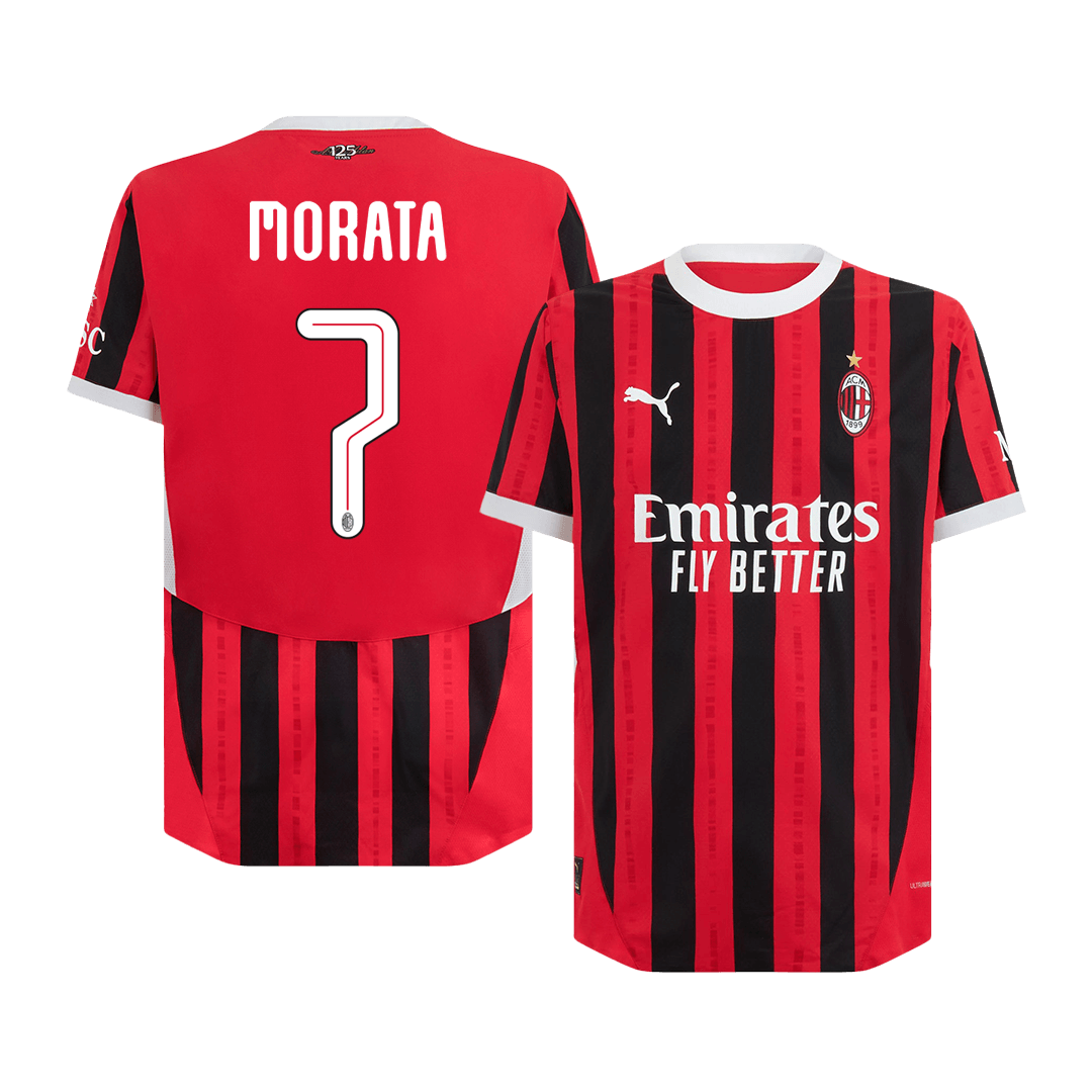 MORATA #7 AC Milan Home Authentic Soccer Jersey 2024/25 - UCL