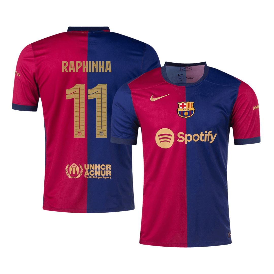 RAPHINHA #11 Barcelona Home Soccer Jersey 2024/25 - UCL
