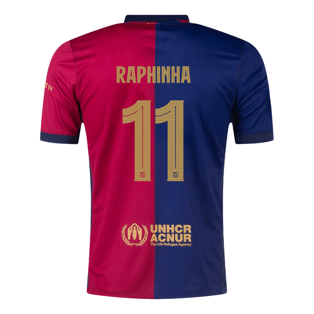 RAPHINHA #11 Barcelona Home Soccer Jersey 2024/25 - UCL(Spotify Logo Without Text)