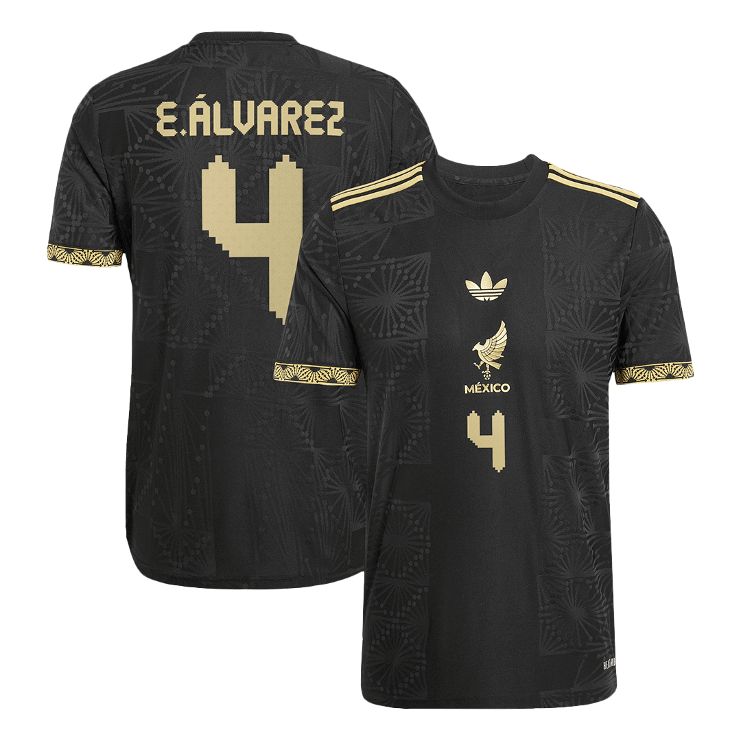 E.ÁLVAREZ #4 Mexico Third Away Authentic Soccer Jersey 2025 -Gold Cup