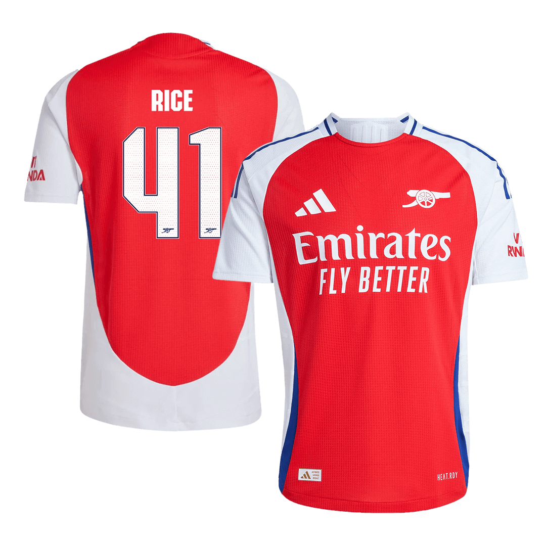 RICE #41 Arsenal Home Authentic Soccer Jersey 2024/25 - UCL