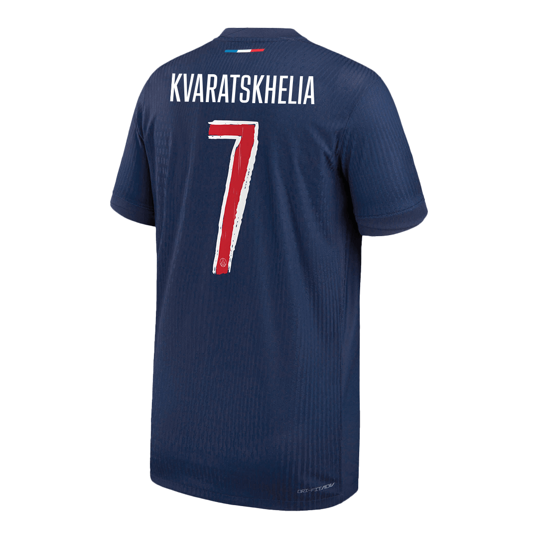 KVARATSKHELIA #7 PSG Home Authentic Soccer Jersey 2024/25 - UCL