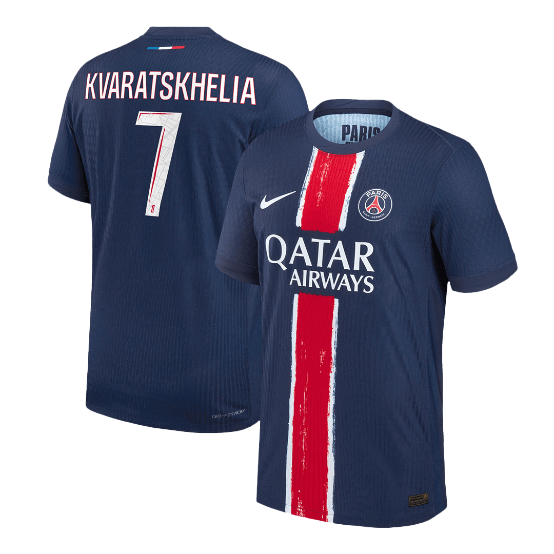 KVARATSKHELIA #7 PSG Home Authentic Soccer Jersey 2024/25