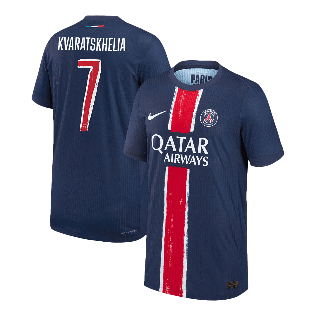 KVARATSKHELIA #7 PSG Home Authentic Soccer Jersey 2024/25 - UCL