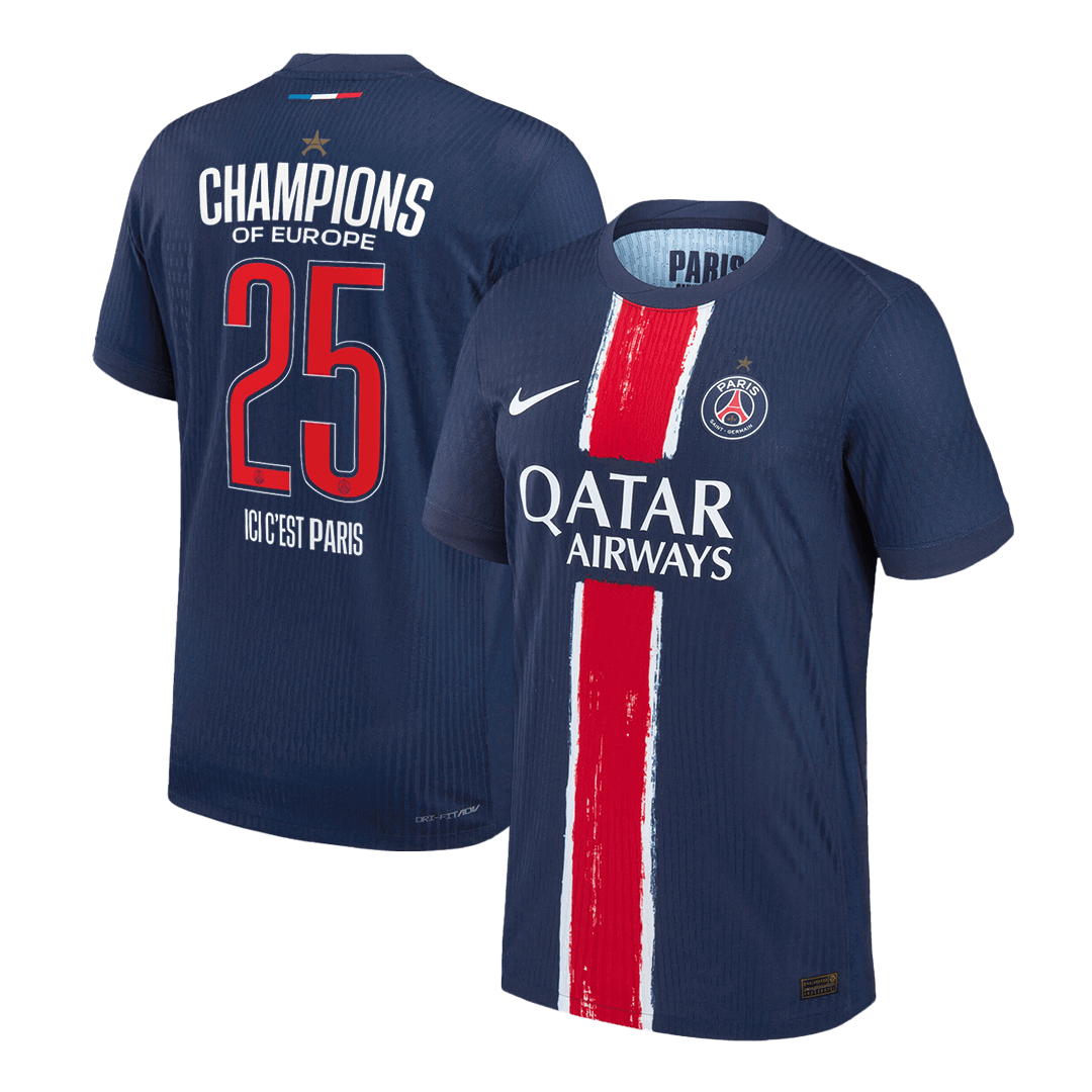 CHAMPIONS #25 PSG Home Authentic Soccer Jersey 2024/25 - CHAMPIONS OF EUROPE