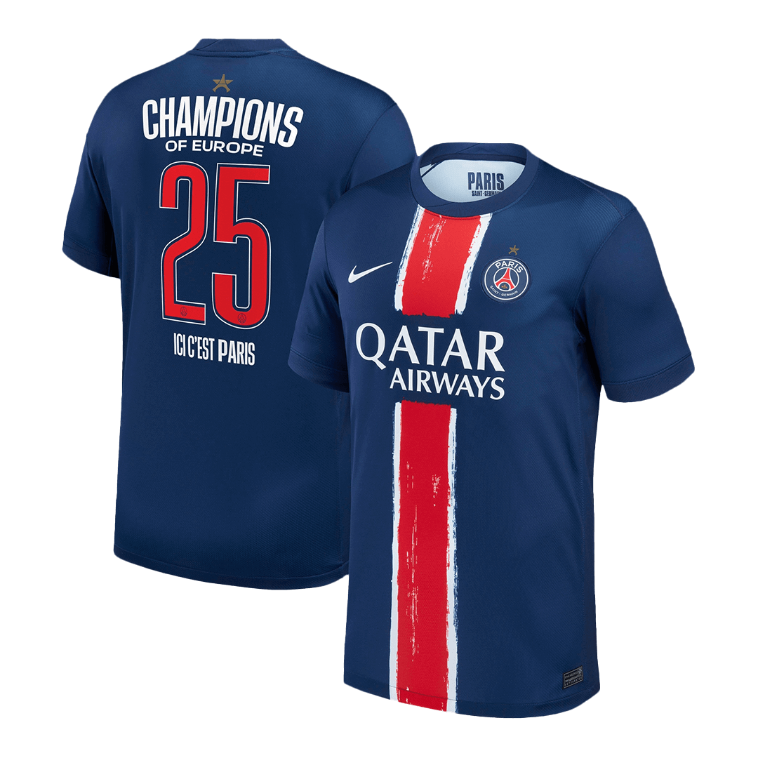 CHAMPIONS #25 PSG Home Soccer Jersey 2024/25 - CHAMPIONS OF EUROPE