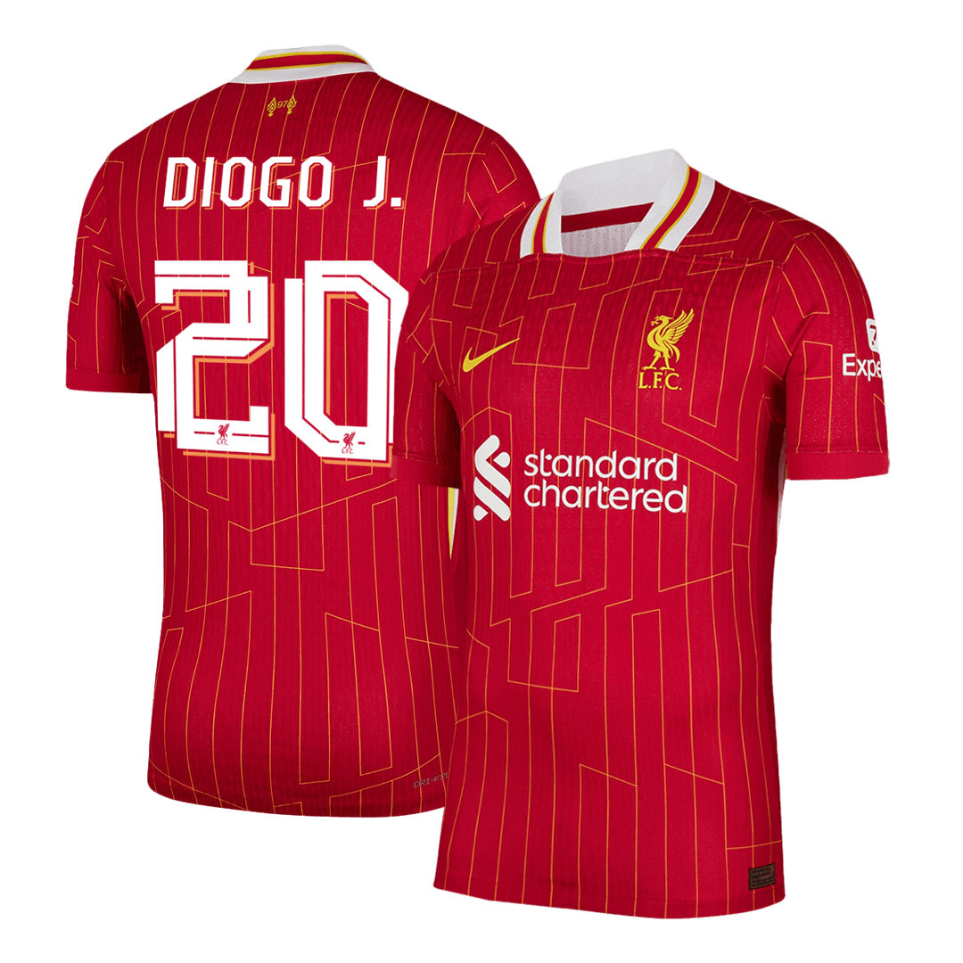 DIOGO J. #20 Liverpool Home Authentic Soccer Jersey 2024/25 - UCL