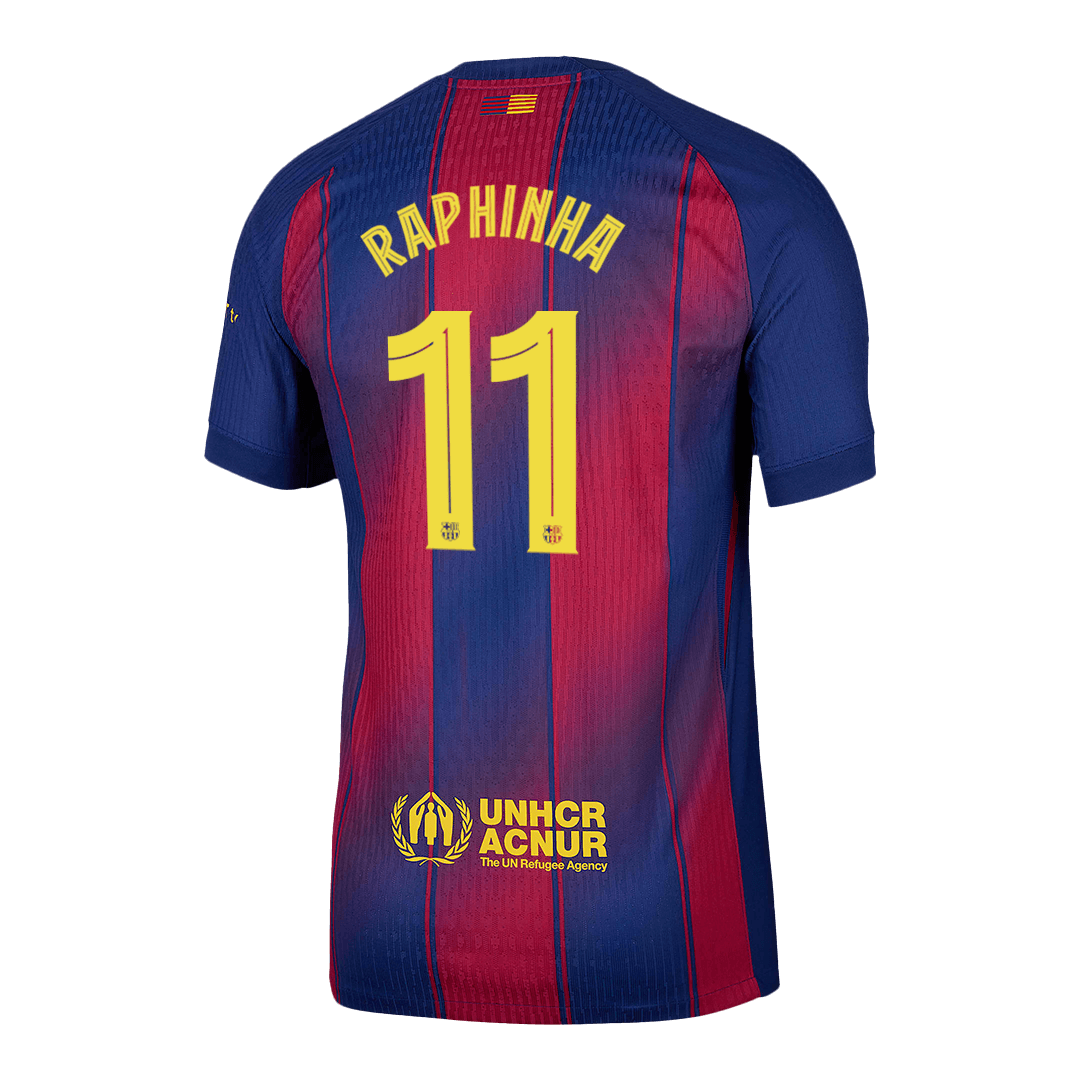 RAPHINHA #11 Barcelona Home Authentic Soccer Jersey 2025/26 - UCL