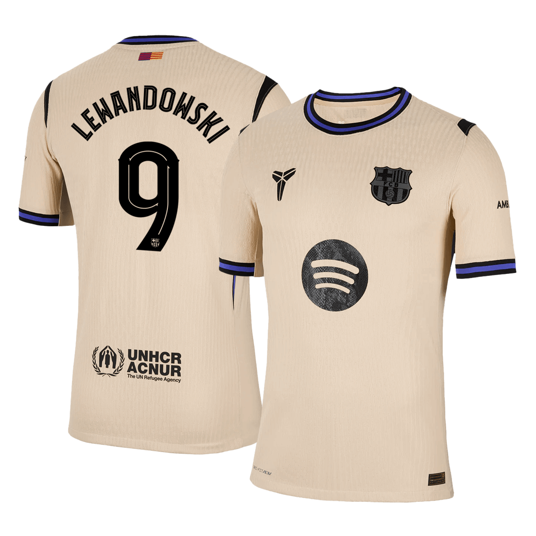 LEWANDOWSKI #9 Barcelona Away Authentic Soccer Jersey 2025/26 - UCL